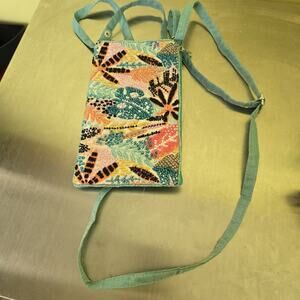 Bamboo Trading Company Club Bag: Tropical Burst Beaded Leaves
